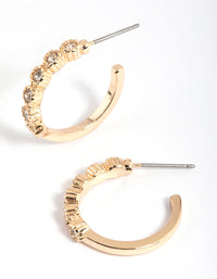 Gold Diamante Huggie Hoop Earrings - link has visual effect only