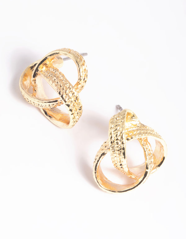 Gold Knot Stud Earrings