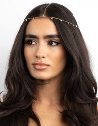 Gold Cubic Zirconia Dainty Head Chain - link has visual effect only