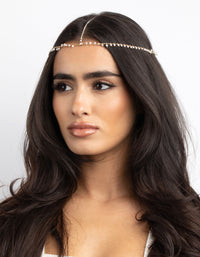 Gold Dainty Pearl Head Chain - link has visual effect only