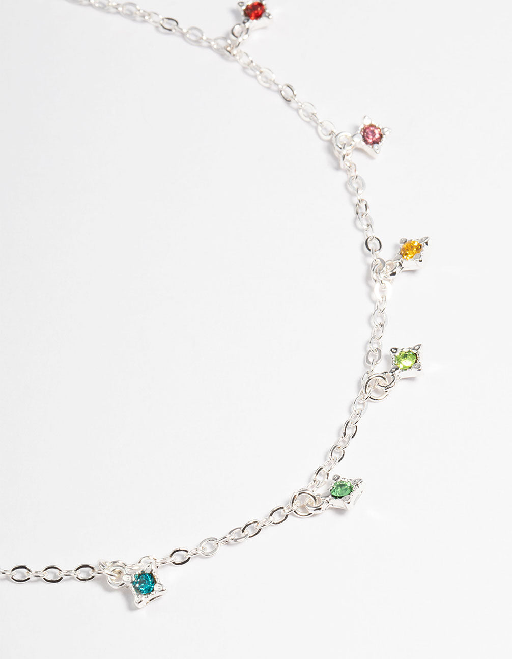 Silver Rainbow Diamante Anklet