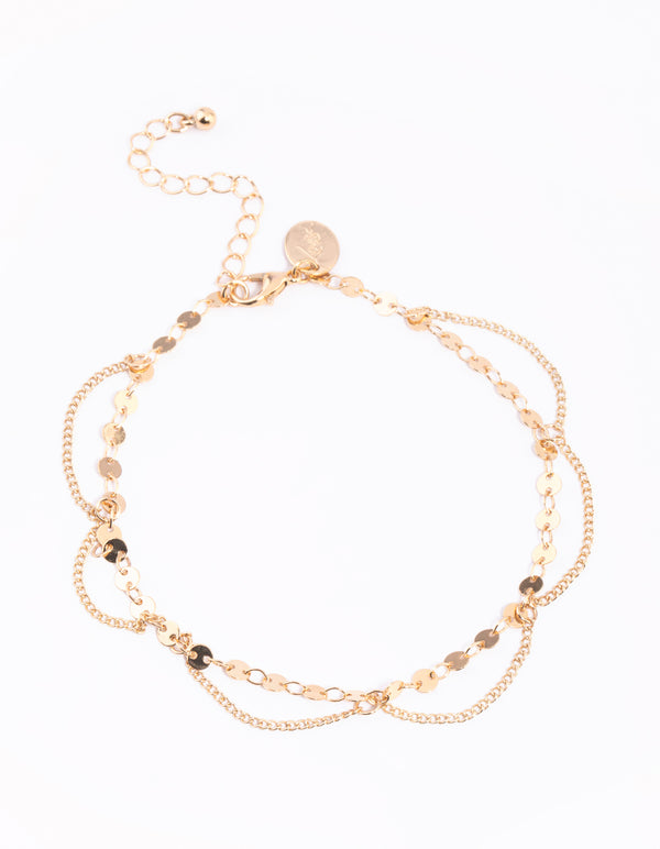 Gold Disc & Chain Anklet