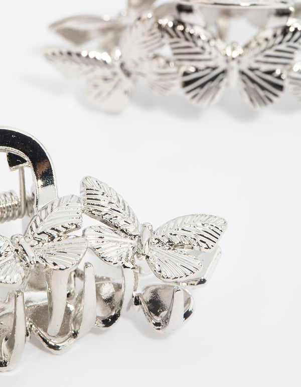 Silver Butterfly Claw Set