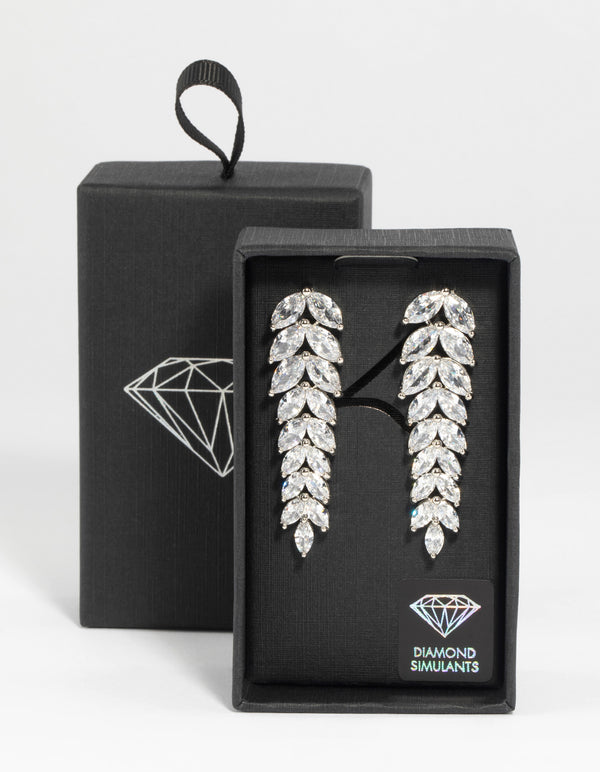 Diamond Simulant Waterfall Drop Earrings