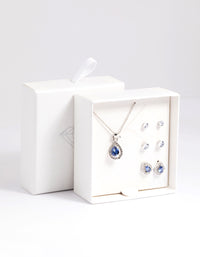 Diamond Simulant Sapphire Necklace & Earrings Set - link has visual effect only