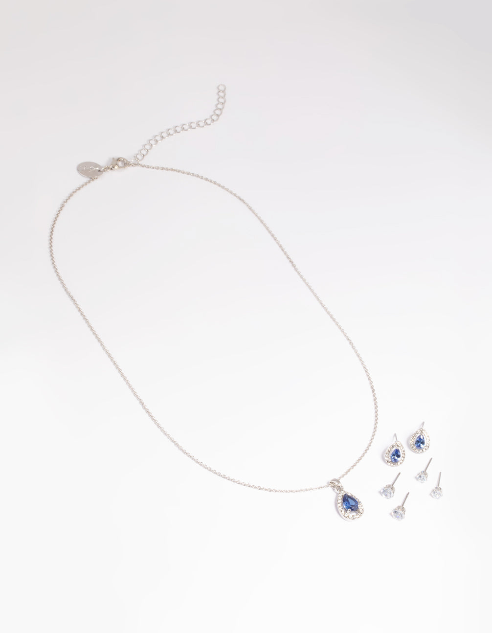 Diamond Simulant Sapphire Necklace & Earrings Set