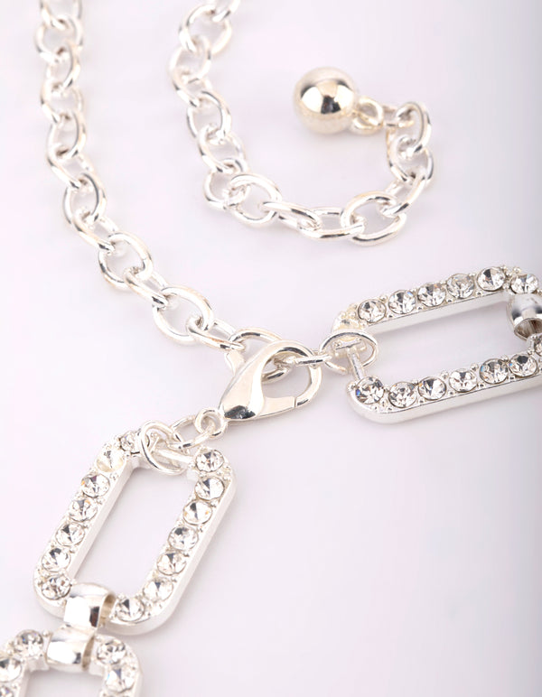 Silver Diamante Rectangular Belt