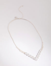 Silver Cubic Zirconia Point Statement Necklace - link has visual effect only