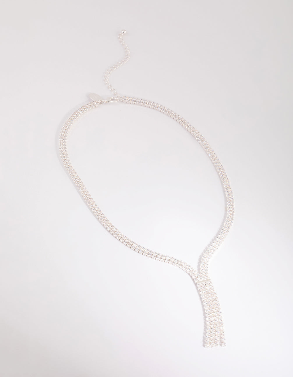 Silver Cubic Zirconia Fringe Necklace