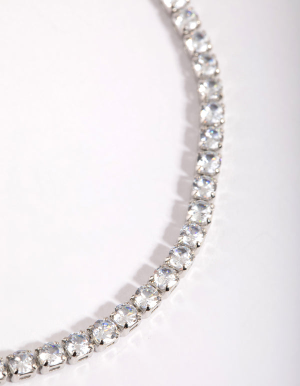 Silver Cubic Zirconia Tennis Anklet