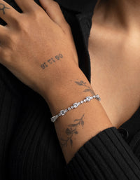 Silver Cubic Zirconia Tennis Bracelet - link has visual effect only