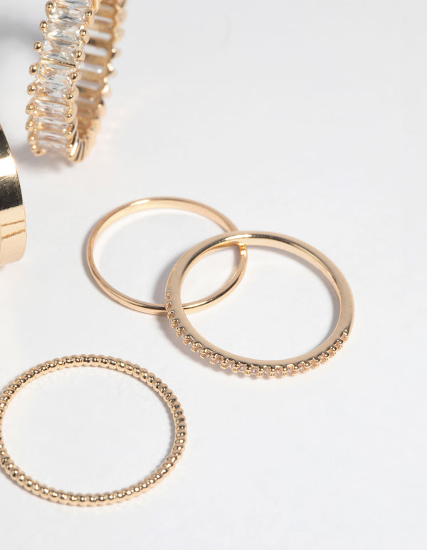 Gold Cubic Zirconia Baguette Ring