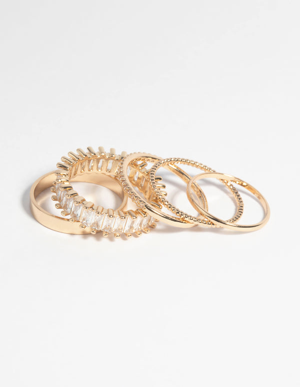 Gold Cubic Zirconia Baguette Ring