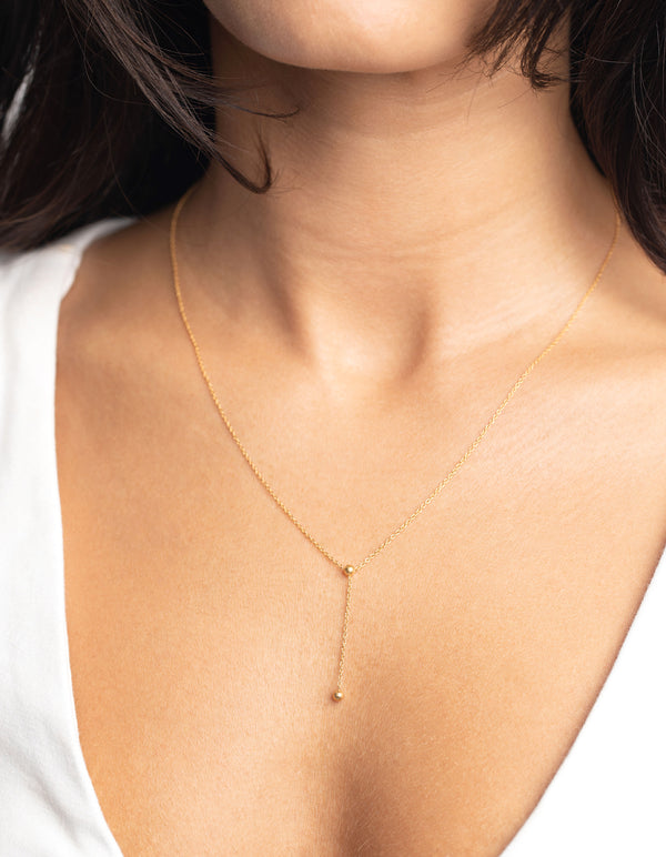 Gold Plated Sterling Silver Lariat Necklace