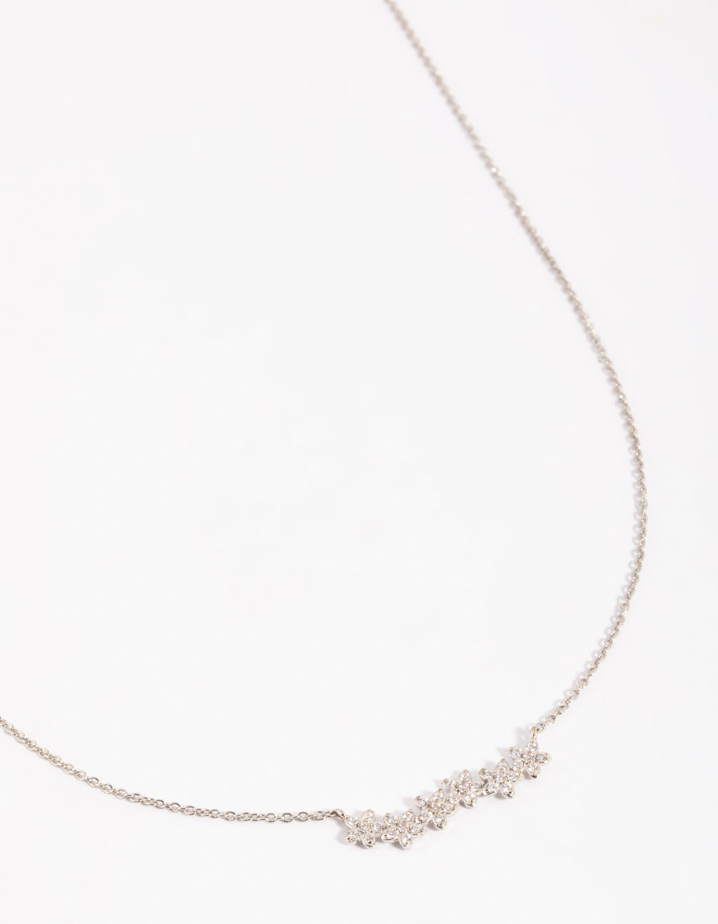 Silver Flower Cluster Crawler Necklace