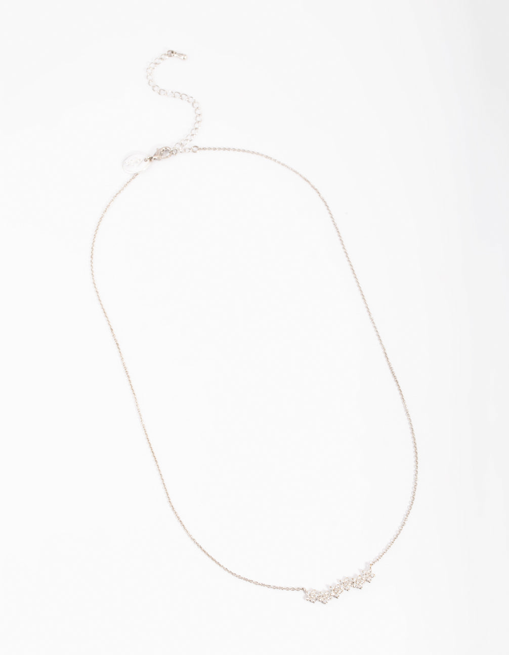 Silver Flower Cluster Crawler Necklace