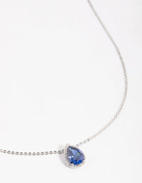 Blue Cubic Zirconia Pear Halo Necklace - link has visual effect only