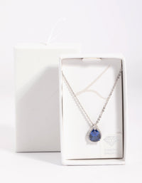 Blue Cubic Zirconia Pear Halo Necklace - link has visual effect only
