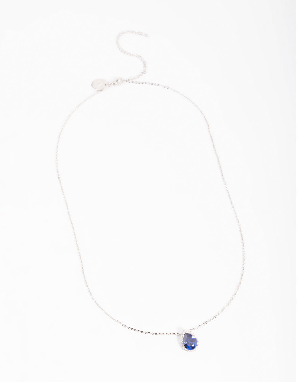 Blue Cubic Zirconia Pear Halo Necklace
