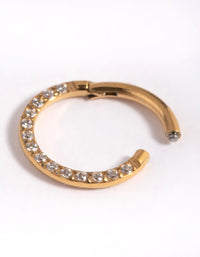 Gold Plated Titanium Cubic Zirconia Clicker Ring - link has visual effect only