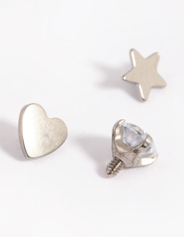 Titanium Star & Heart Dermal Anchor