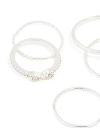Silver Dainty Diamante & Pearl Ring Pack - link has visual effect only