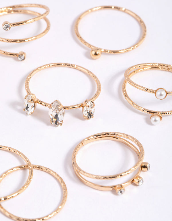 Gold Dainty Oval Ring Stack Pack
