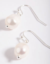 Silver Plated Brass  Pearl Drop Earrings - link has visual effect only