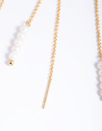 Gold Plated Pearl Thread Through Earrings - link has visual effect only