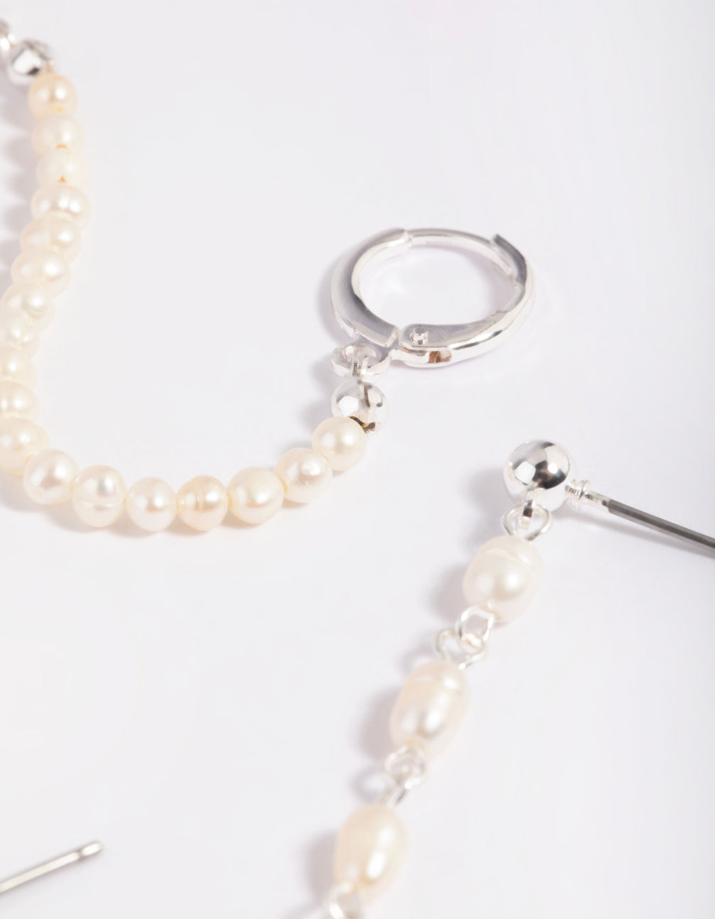 SIlver Plated Pearl Chain Earring Stack 6-Pack