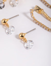 Gold Plated Cubic Zirconia Earring Stack 6-Pack - link has visual effect only