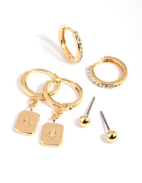 Gold Plated Brass Celestial Earring Stack 6-Pack - link has visual effect only