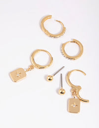 Gold Plated Brass Celestial Earring Stack 6-Pack - link has visual effect only