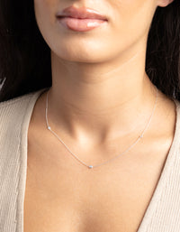 Silver Plated Brass  Cubic Zirconia Fine Necklace - link has visual effect only