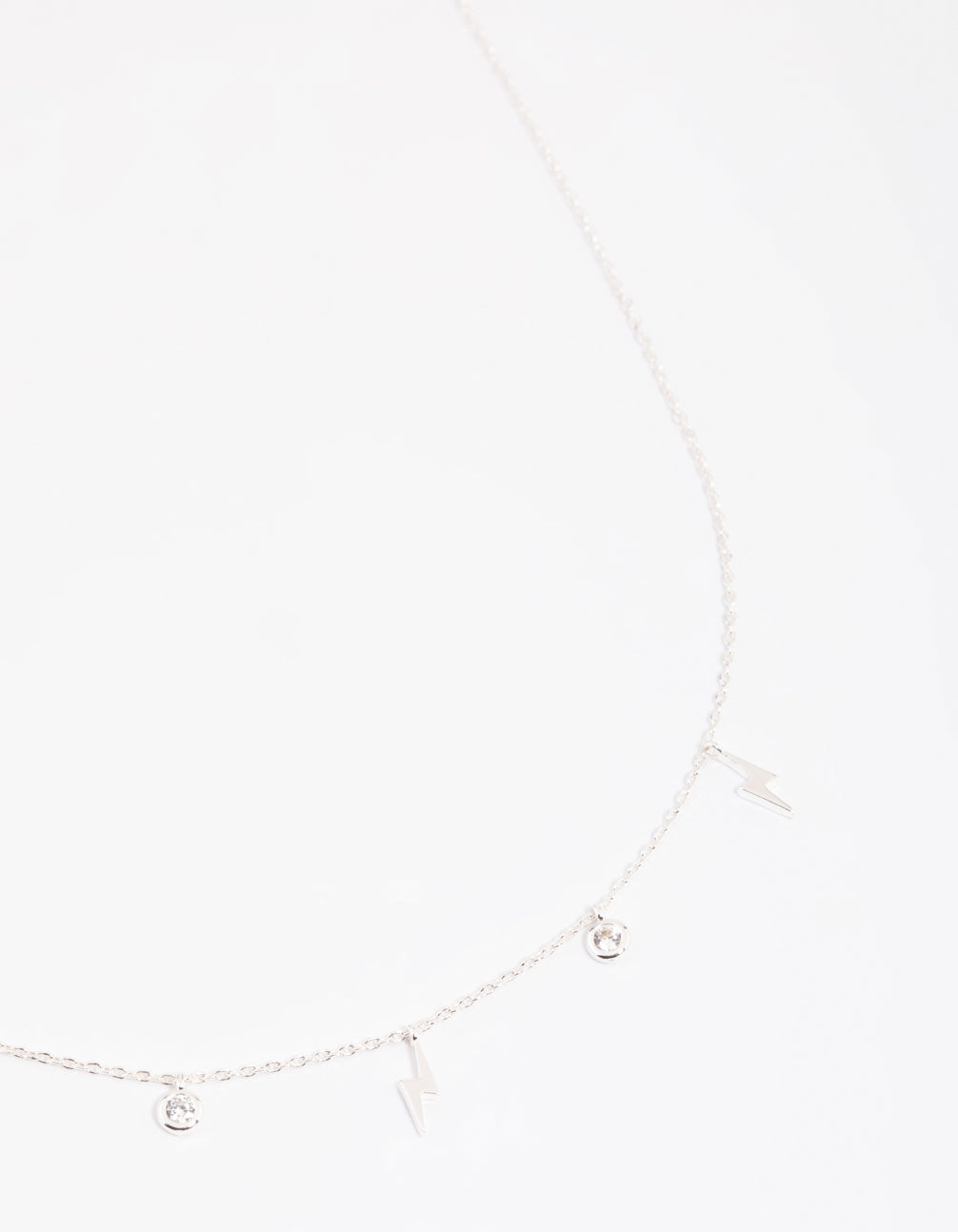 Silver Plated Cubic Zirconia Lightning Necklace