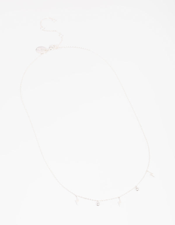 Silver Plated Cubic Zirconia Lightning Necklace