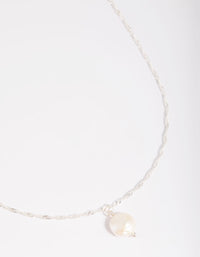 Silver Plated Brass  Flat Pearl Necklace - link has visual effect only