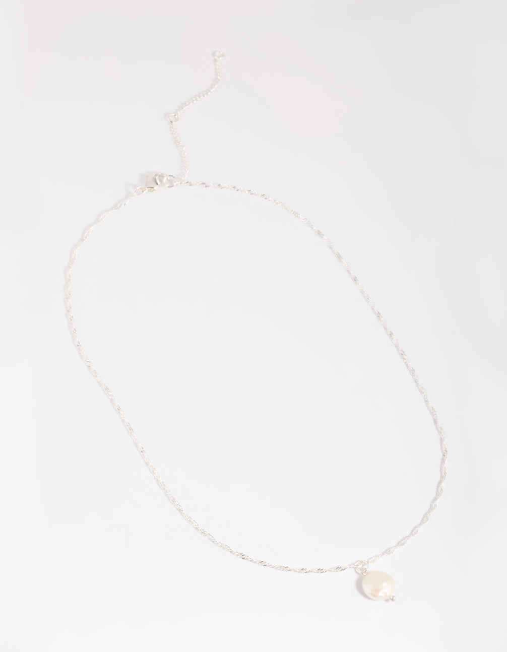 Silver Plated Brass  Flat Pearl Necklace