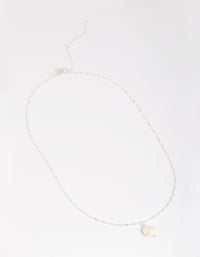 Silver Plated Brass  Flat Pearl Necklace - link has visual effect only