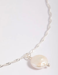 Silver Plated Brass  Flat Pearl Necklace - link has visual effect only