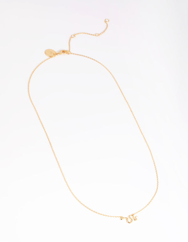 Gold Plated Brass Snake Necklace