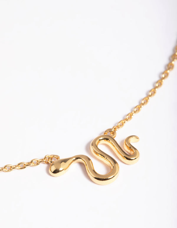 Gold Plated Brass Snake Necklace