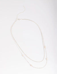 Silver Plated Brass  Pearl Layered Necklace - link has visual effect only