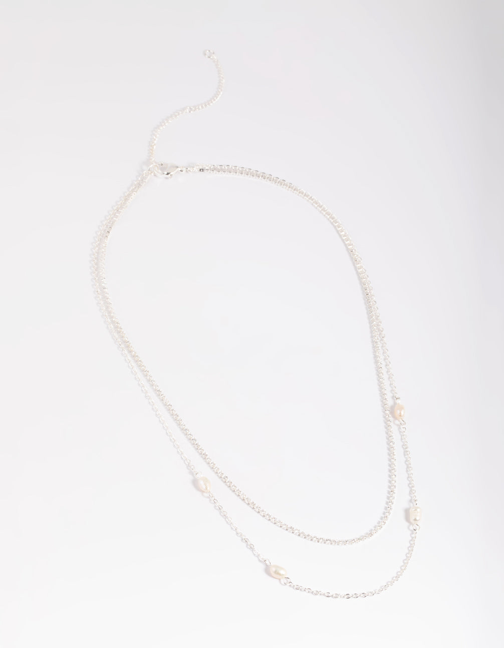 Silver Plated Brass  Pearl Layered Necklace