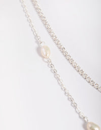 Silver Plated Brass  Pearl Layered Necklace - link has visual effect only