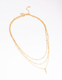 Gold Plated Brass Layered Cross Necklace - link has visual effect only