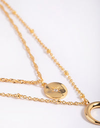 Gold Plated Brass Celestial Layered Necklace - link has visual effect only