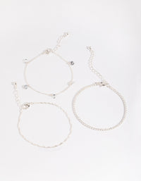 Silver Plated Brass  Cubic Zirconia Charm Bracelet - link has visual effect only