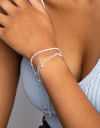 Silver Plated Brass  Cubic Zirconia Charm Bracelet - link has visual effect only