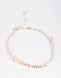 Silver Plated Brass  Cubic Zirconia Pearl Bracelet - link has visual effect only